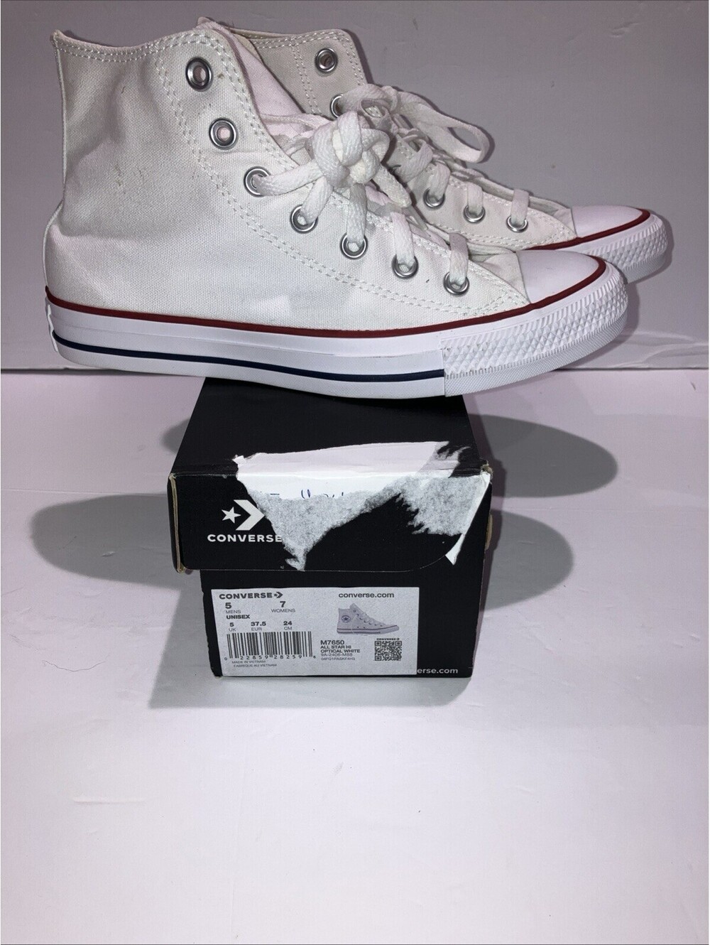 Converse Chuck Taylor All Star High Top Optical White Women’s 7 Men 5 M7650 NEW